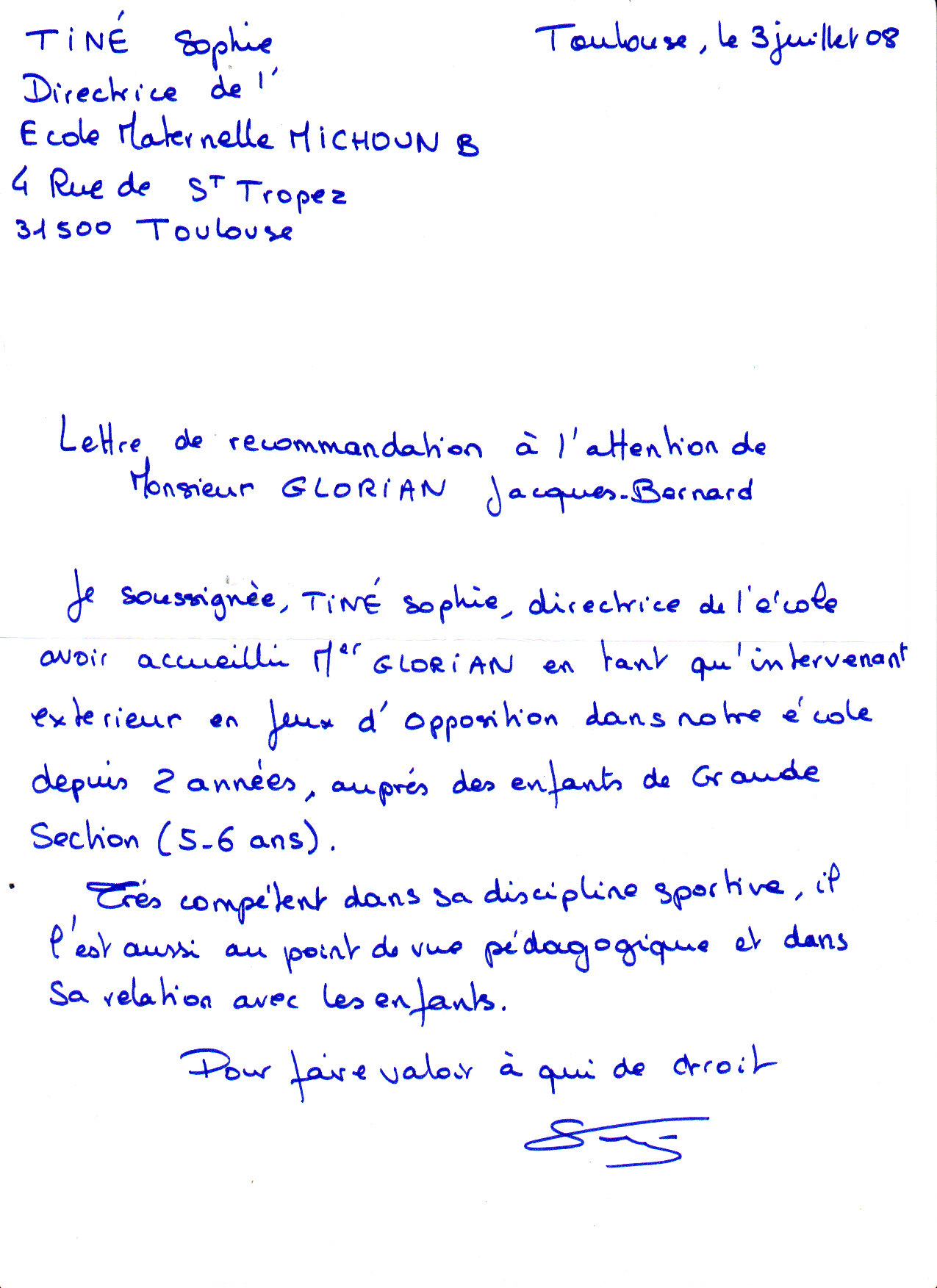 La lettre de recommandation